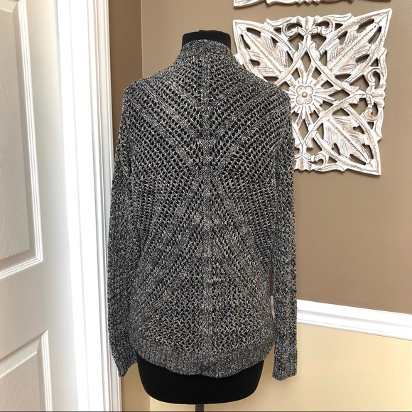⭐️ WORTH Open Weave Knit Open front Cardigan Black & White Size: EXTRA LARGE - Picture 2 of 13